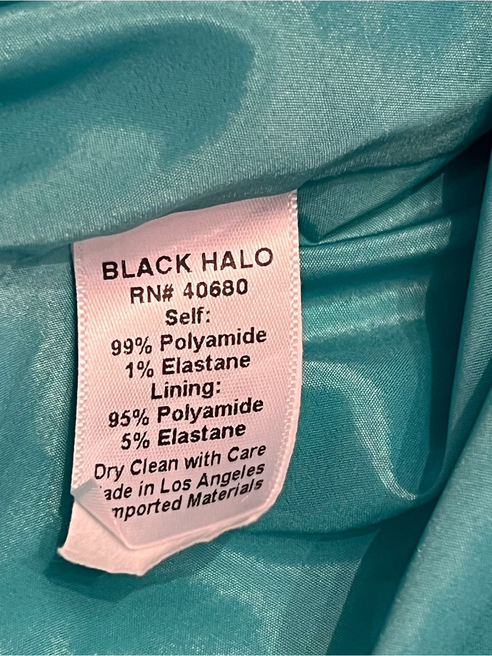 Black Halo Turquoise Teal Sheath Dress 3/4 Sleeve Career Cocktail Dress - Picture 14 of 16
